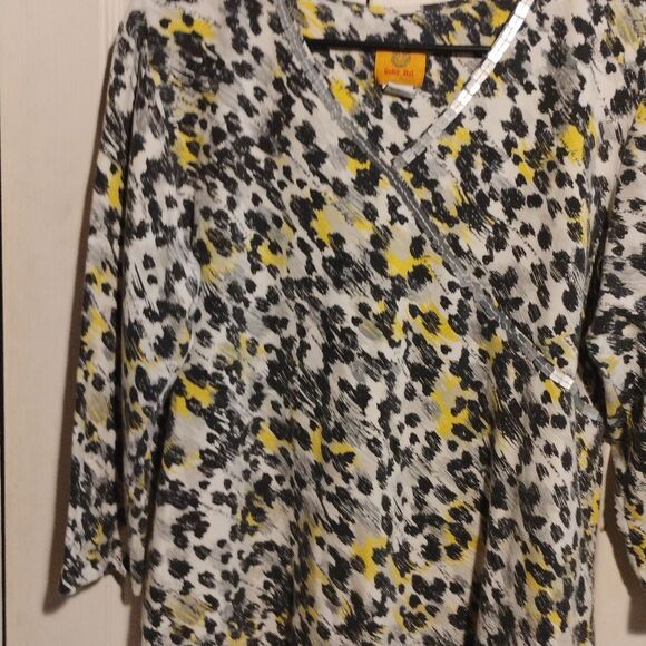 Ruby Rd Black and White Wrap Blouse Relaxed Fit - Picture 3 of 12